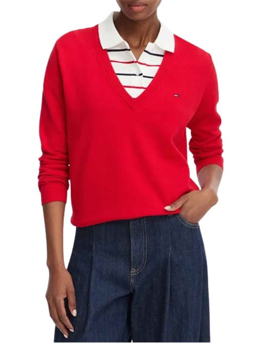 Maglioncino in cotone con scollo a V Tommy Jeans | DW0DW19888XK9
